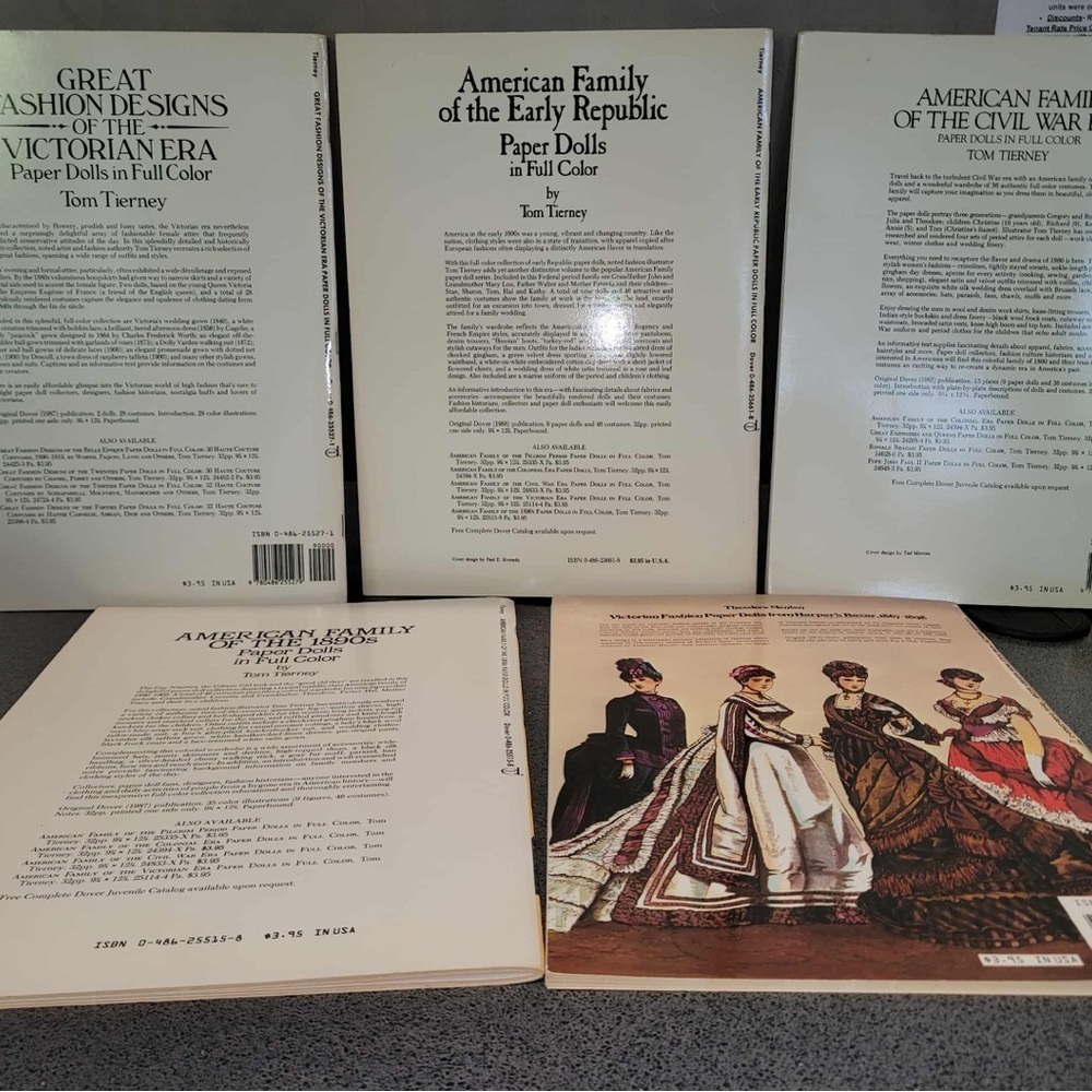 Lot of 5 Vintage Paper Doll Books Tom Tierney Dover Fashion